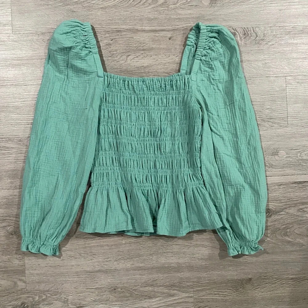 J. Crew Green‎ Smocked Women's Top
